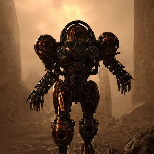 Image similar to a biomechanical knight, half machine half human, biopunk, DOOM inspired, realistic octane render, high detail