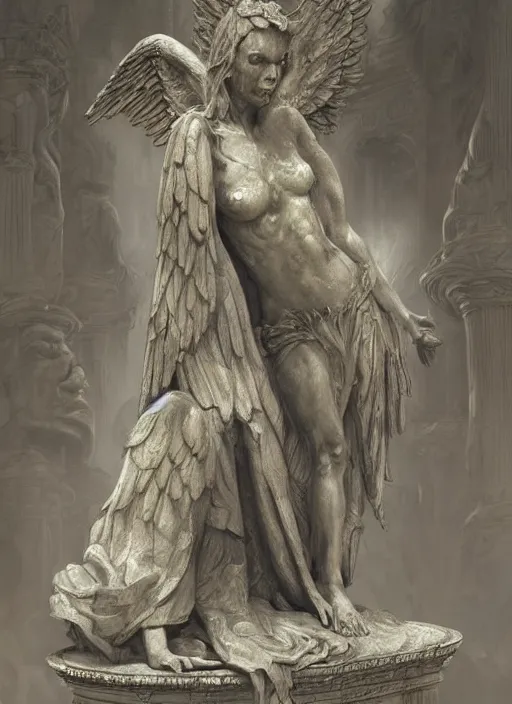 Image similar to digital _ painting _ of _ weeping angel statue _ by _ filipe _ pagliuso _ and _ justin _ gerard _ symmetric _ fantasy _ highly _ detailed _ realistic _ intricate _ port