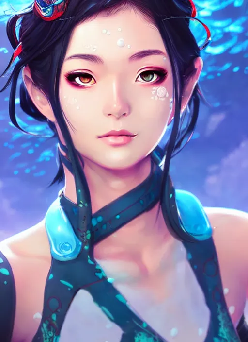 Image similar to Underwater Ocean Princess in apex legends as an anime character digital illustration portrait design by Ross Tran, artgerm detailed, soft lighting