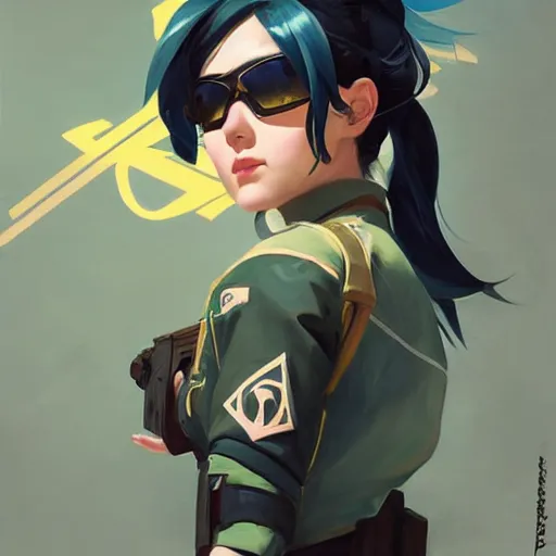 Image similar to greg manchess portrait painting of asada shino sinon as overwatch character, medium shot, asymmetrical, profile picture, organic painting, sunny day, matte painting, bold shapes, hard edges, street art, trending on artstation, by huang guangjian and gil elvgren and sachin teng