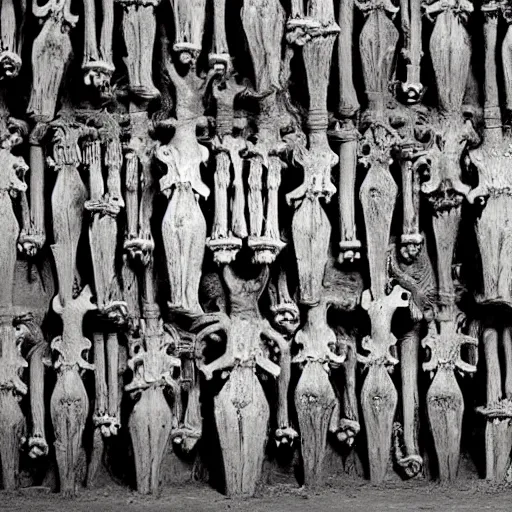 Prompt: a wall made of skeletal arms, a photograph taken by giger and beksinski and the horror god