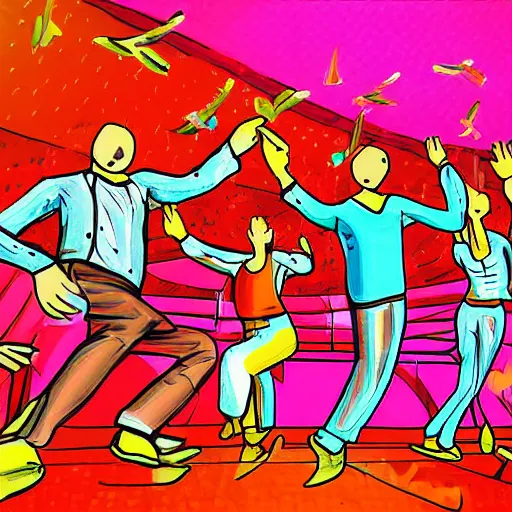 Image similar to roast chicken dancing in the disco, Digital Art