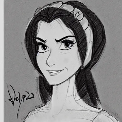 Image similar to milt kahl sketch of victoria justice as princess padme from star wars episode 3