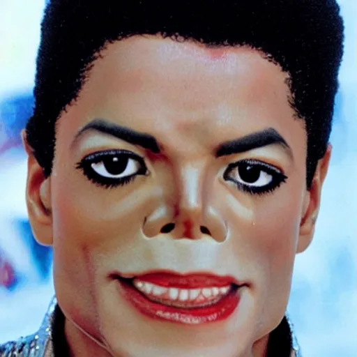 Prompt: Michael Jackson Stare smirk punches camera with ice in the background