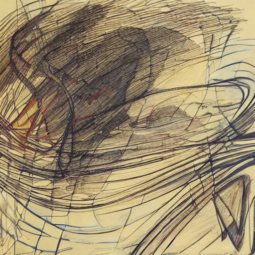 Image similar to a panting about victorian society, drawn in abstract with warm colors, with lines drawn straight with penned ink