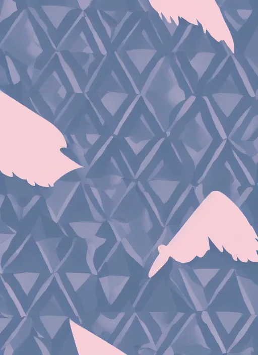 Prompt: white phoenix on salt crystals simple background simplified design geometric graphic design minimalist deep bluish grey slight pink pight clouds thick