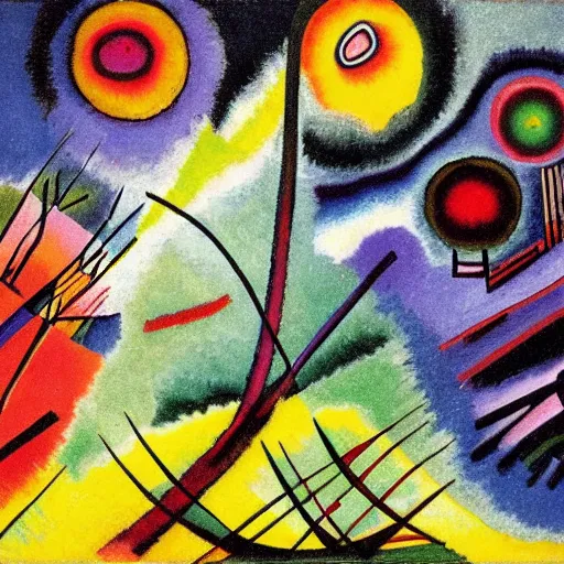 Image similar to a forest with eyes night by kandinsky