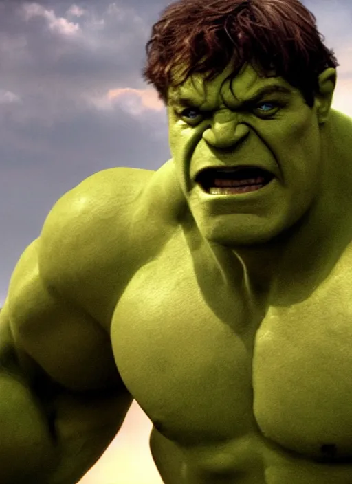 Image similar to film still of Jamie Savile as Hulk in The Incredible Hulk, 4k