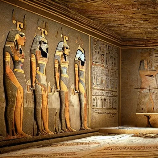 Image similar to a room full of ancient egyptian treasures, old temple, epic, archeology, detailed