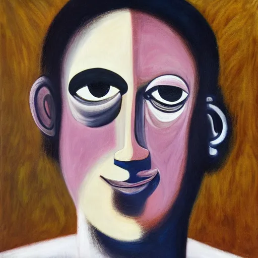 Image similar to George Condo surrealist portrait painting of a face