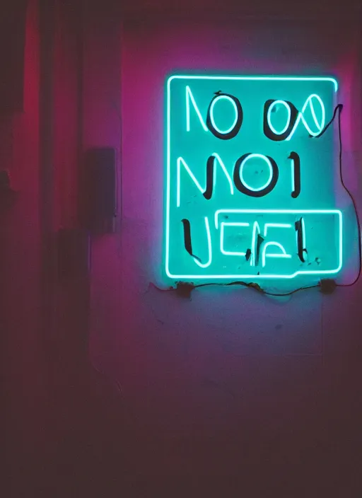 Prompt: a no vacancy neon sign on the side of a building, cyberpunk art by elsa bleda, unsplash, postminimalism, glowing neon, neon, retrowave