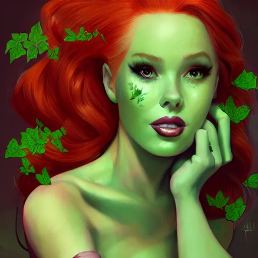 Image similar to portrait of Madelaine Petsch as Poison Ivy, art by lois van baarle and loish and ross tran and rossdraws and sam yang and samdoesarts and artgerm, middle shot, digital art, highly detailed, intricate, sharp focus, Trending on Artstation HQ, deviantart, unreal engine 5, 4K UHD image