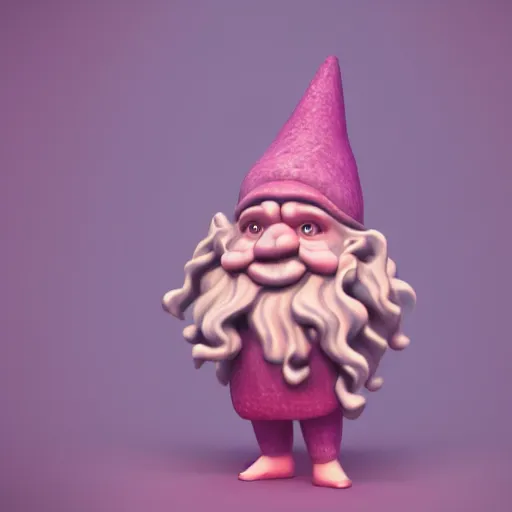 Image similar to a pink majestic gnome, realistic, aesthetic, octane render, 8 k