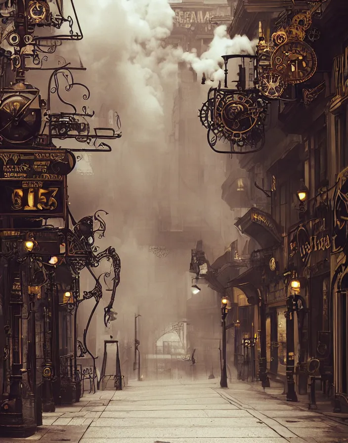 Prompt: steam punk street