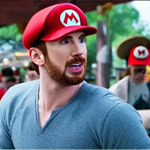 Image similar to Chris Evans as Mario, movie screenshot