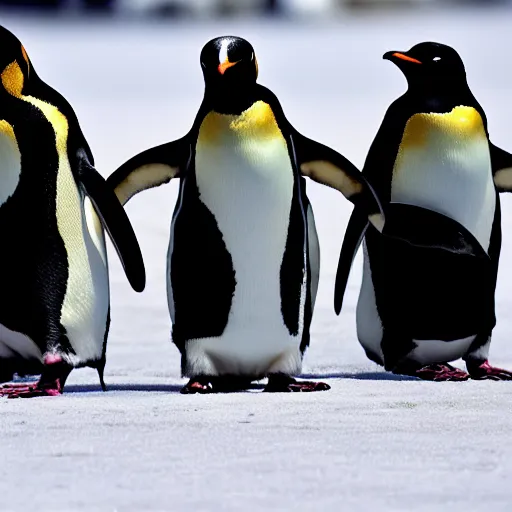 Image similar to penguins dressed as ninjas