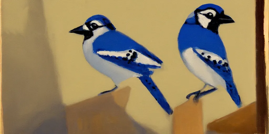 Prompt: tonalist painting of monolithic bluejay cycladic sculpture, cobalt blue, atmospheric lighting