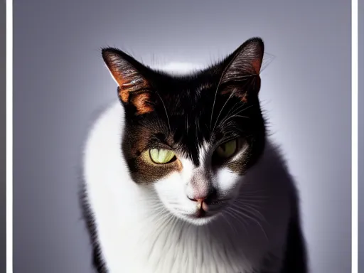 Prompt: a Cat made of pure light, award winning, 4k, 35mm lens, clear background