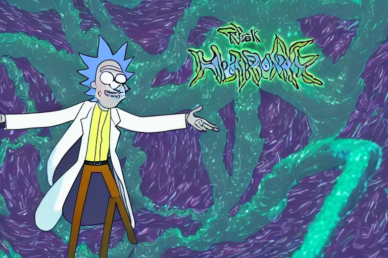 Image similar to hight detailed rick and morty wallpaper with hidden languages and symbolism