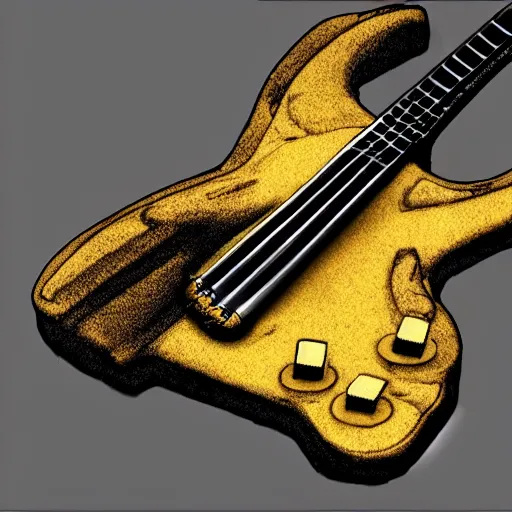 Image similar to sketch of a prototype concept design electric guitar, blade runner style,