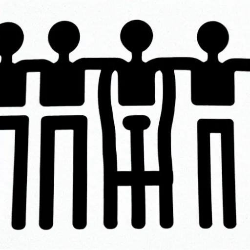 Image similar to team of 8 x happy people, pictogram, white background