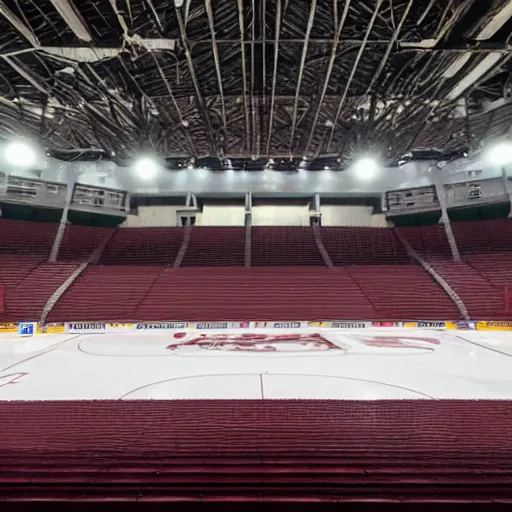 Image similar to Abandoned sports arena with the lights still on, rusty seats