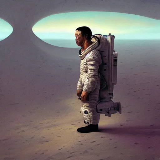 Image similar to hyperrealistic surrealism, David Friedrich, Kenne Gregoire, award winning masterpiece with incredible details, Zhang Kechun, a surreal vaporwave vaporwave vaporwave vaporwave vaporwave painting of an astronaut lost in a liminal space trying to escape from simulated reality, highly detailed, trending on ArtStation