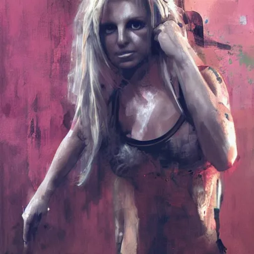 Image similar to britney spears and emma morphed together, hybrid, jeremy mann painting