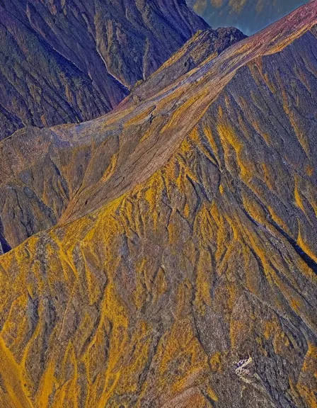 Image similar to vintage color photo of Cordillera De Los Andes covered in liquid gold reflecting light, 8k definition