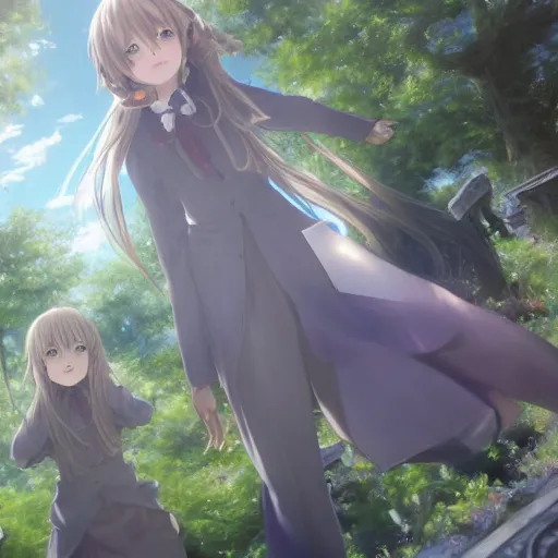 Image similar to realistic semi-realism Violet Evergarden real