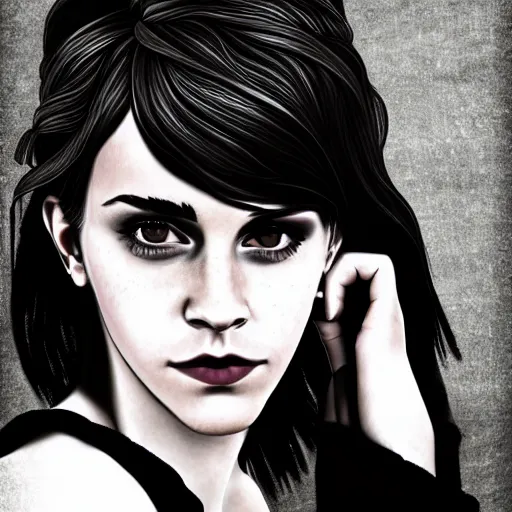 Image similar to emo emma watson, art by michael miller