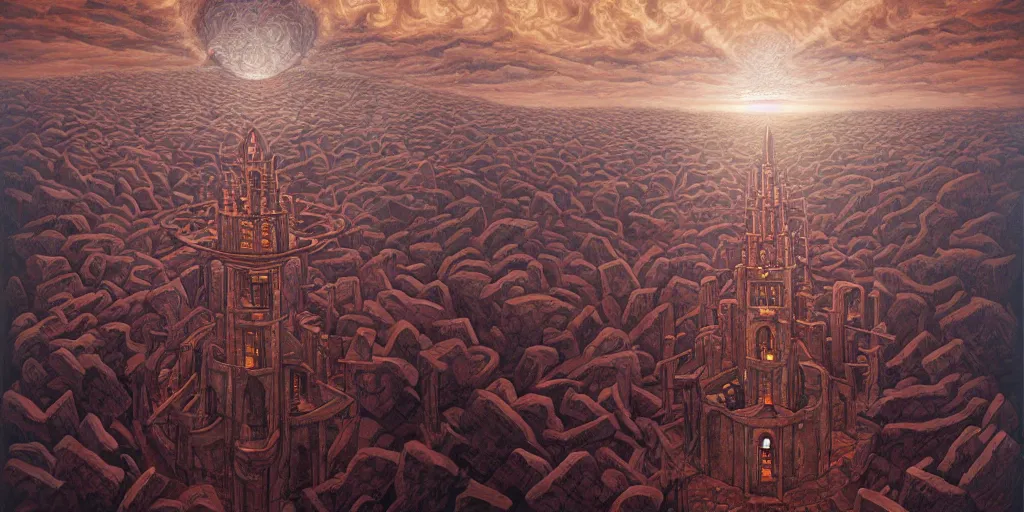 Prompt: rise forth, i summon thee, build me a castle in the sky commanded avantir the wizard. by jeffrey smith, oil on canvas