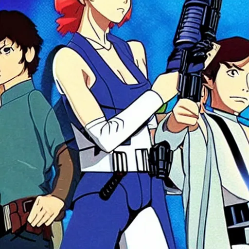 Image similar to star wars anime from the 1980s by Cowboy Bebop and Studio Ghibli