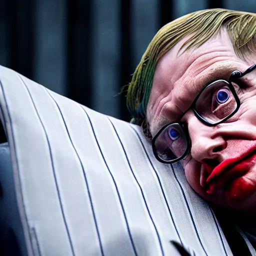 Image similar to stephen hawking as the joker in batman, 2 0 1 5