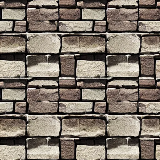 Prompt: seamless stone wall texture, bricks, pbr, material, texture