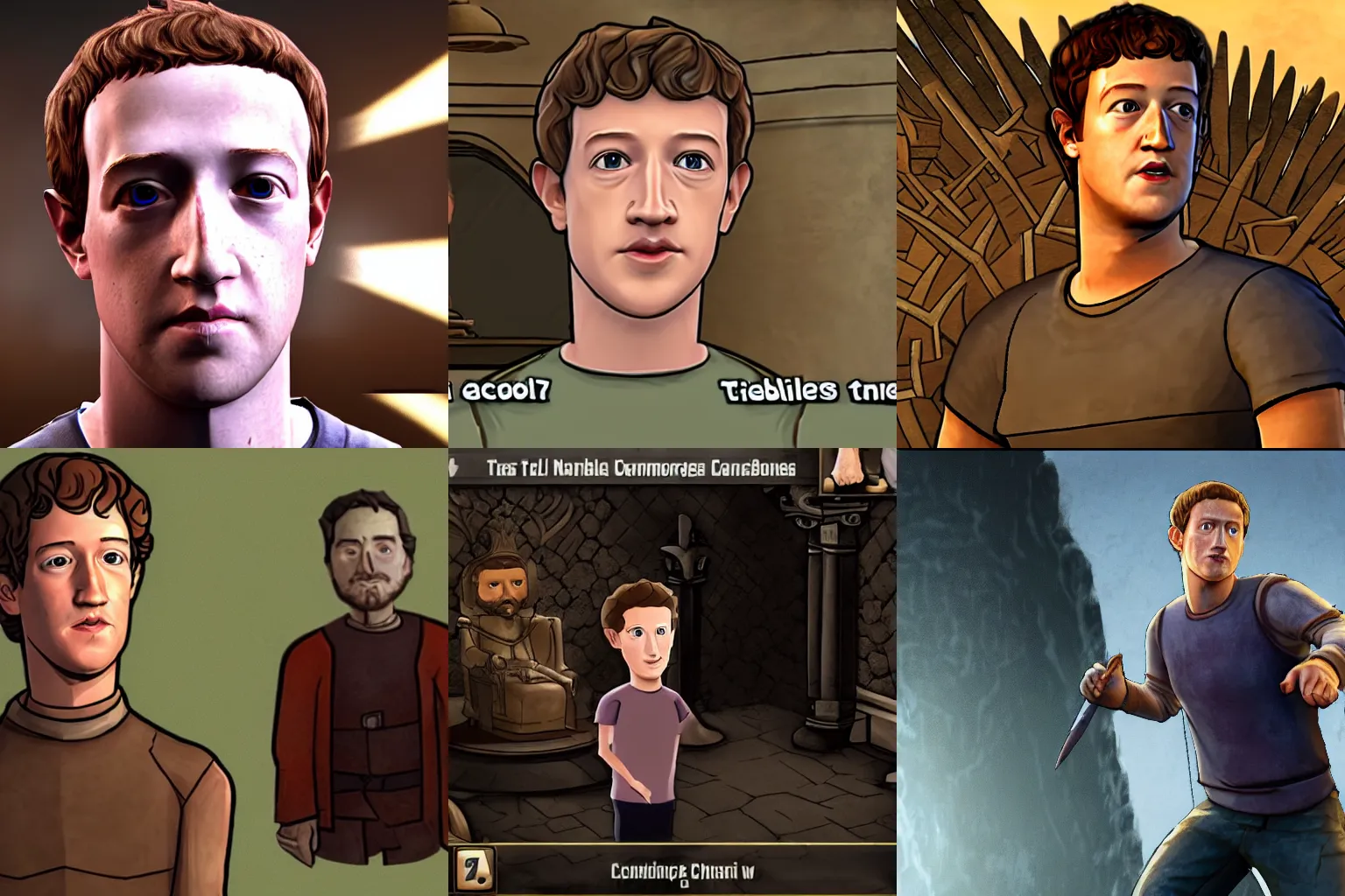 Prompt: Screenshot of Mark Zuckerberg in Telltale Game of Thrones