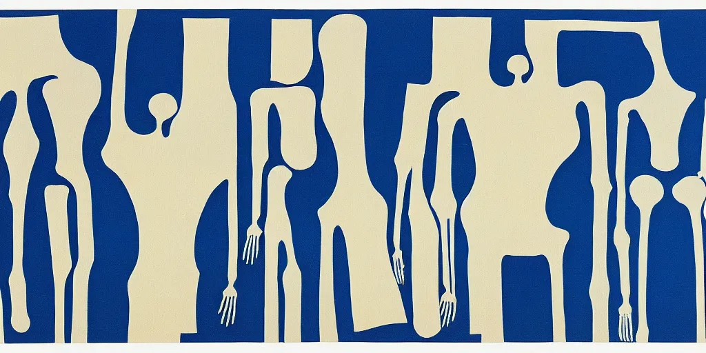 Prompt: blueprint for a woman's skeleton, josef albers, brushstrokes, white lines, oil painting