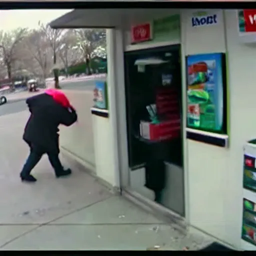 Image similar to Security camera footage of Irma Vep robbing a 711