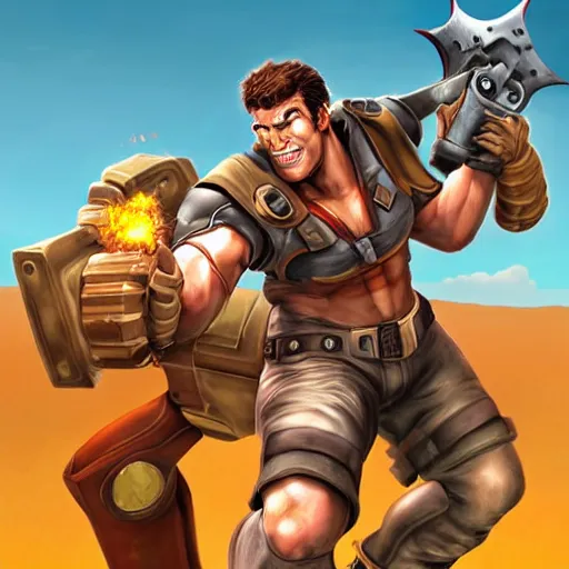 Image similar to Serious sam as smash characters