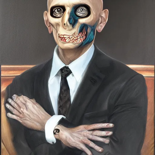 Prompt: Enrico Letta Corpse Painting Marduk, photorealistic!, 8k, Canon portrait