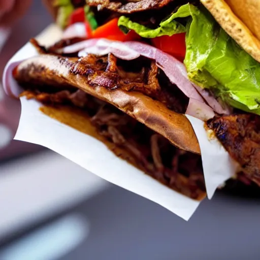 Prompt: german bureaucracy eating a doner kebab