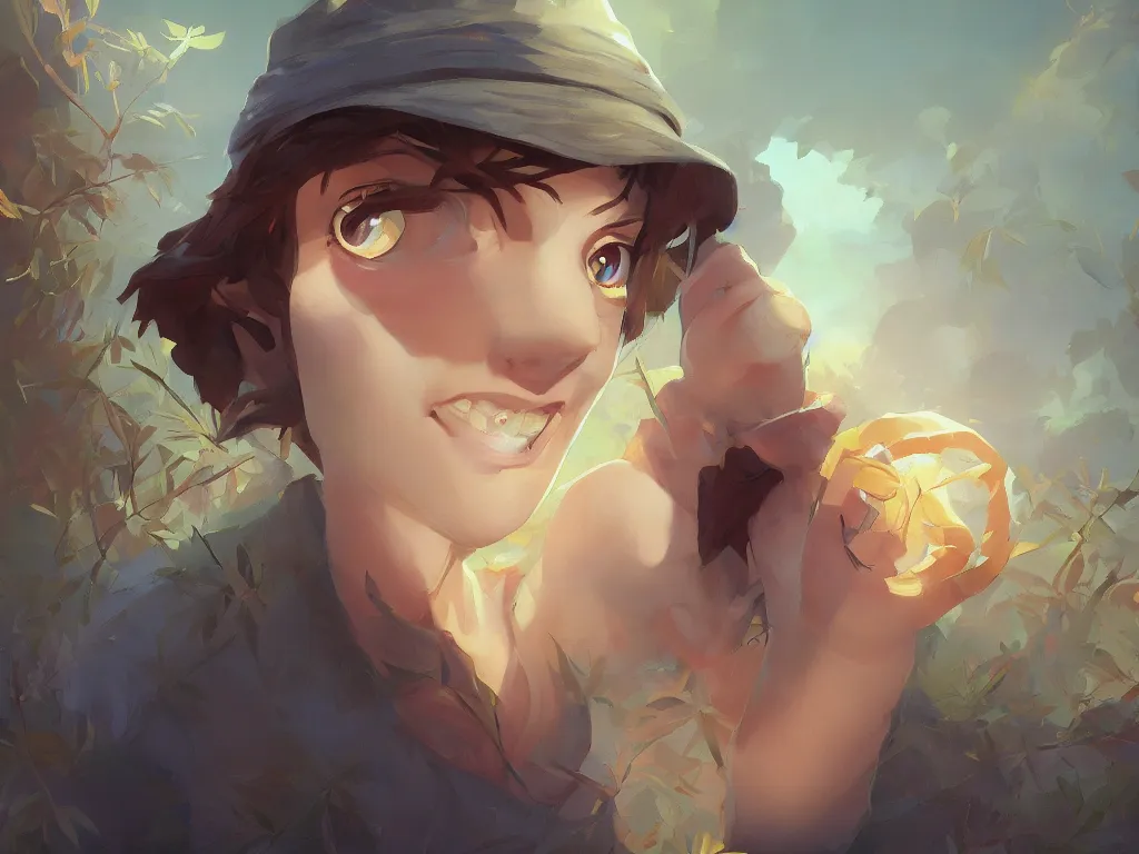 Image similar to beauty hemp kid in hemp hat madeof hemp, behance hd by jesper ejsing, by rhads, makoto shinkai and lois van baarle, ilya kuvshinov, rossdraws global illumination, golden ratio, symmetrical beauty face