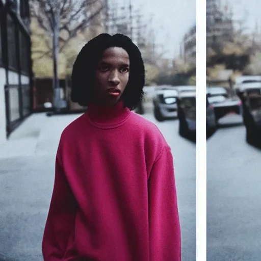 Image similar to realistic photoshooting for a new ssense!!! lookbook, color film photography, photo of a woman, photo in style of tyler mitchell, 3 5 mm, featured on vogue