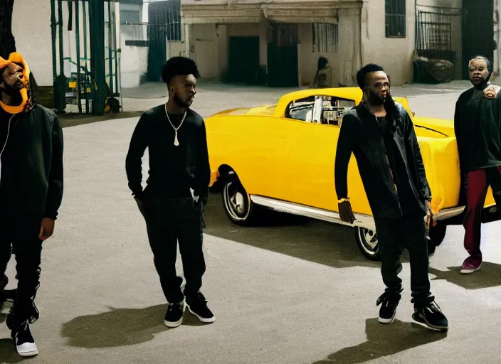 Prompt: kendrick lamar in a music video made by the band yello