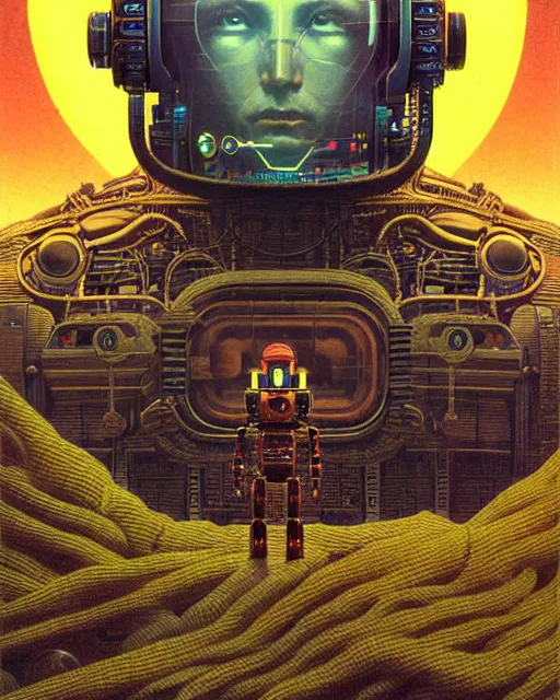 Image similar to robot, character portrait, portrait, close up, concept art, intricate details, highly detailed, vintage sci - fi poster, retro future, in the style of katsuhiro otomo, chris foss, rodger dean, moebius, michael whelan, and gustave dore