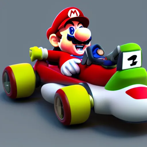 Prompt: President's in Mario kart, 3d render, concept art