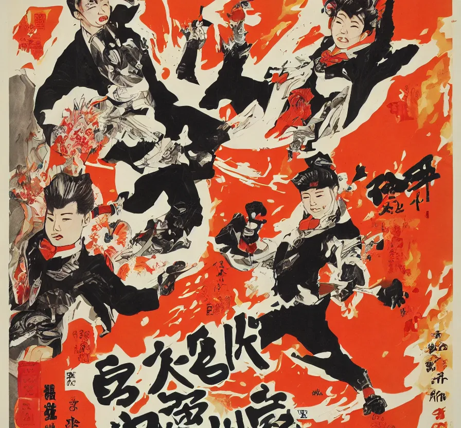 Image similar to genshin impact, film poster, explosion, qiqi