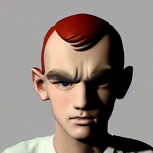 Image similar to lil peep, a 3 d render by akira toriyama, trending on zbrush central, computer art, rendered in cinema 4 d, rendered in maya, rendered in unreal engine,