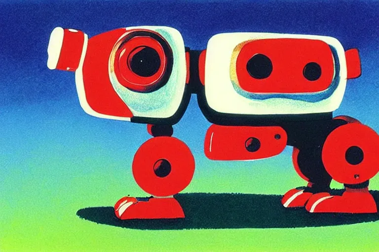 Image similar to a ( ( ( ( ( ( ( cute robot puppy cyborg ) ) ) ) ) ) ) illustration by eric carle!!!!!!!!!!!!!!!