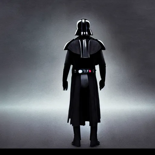 Prompt: a full body back shot of Darth Vader concept art realistic painting, high definition, digital art, matte painting, symmetrical, very detailed, realistic by Doug Chiang, dramatic lighting, cinematic, establishing shot, extremly high detail, photo realistic, cinematic lighting, post processed, concept art, artstation, matte painting,